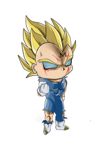 Dragon Ball Z: Super Saiyan Majin Vegeta Chibi Digital Art Sticker