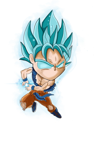 Super Saiyan Blue Goku Chibi Digital Art Sticker