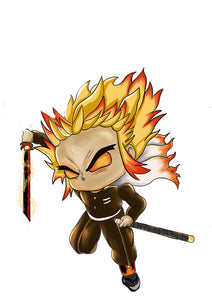 Demon Slayer: Kyojuro Rengoku Chibi Digital Art Sticker
